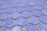 Muestra de mano cerámica mosaico hexágono azul brillante mosaico azulejo pared azulejo backsplash cocina baño MOS11H-0506_m