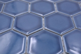 Muestra de mano cerámica mosaico hexágono azul verde brillante mosaico azulejo pared azulejo backsplash cocina baño MOS11H-0504_m