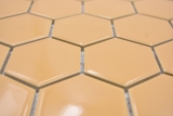 Muestra de mano cerámica mosaico hexágono ocre naranja brillante mosaico azulejo pared azulejo backsplash cocina baño MOS11H-1208_m