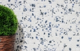 Azulejos de mosaico retro vintage cerámica blanco azul flor cocina splashback MOS18D-1404_f | 10 esteras de mosaico
