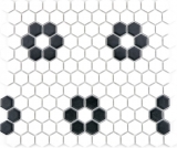 Azulejos de mosaico de cerámica hexágono negro blanco mate azulejo backsplash cocina MOS11A-0103_f | 10 esteras de mosaico
