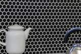 Azulejos de mosaico de cerámica hexágono negro mate ducha salpicaduras azulejo backsplash MOS11A-0311_f | 10 esteras de mosaico
