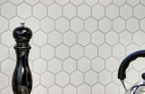 Azulejos de mosaico de cerámica hexágono blanco brillante cocina splashback MOS11B-0102_f | 10 esteras de mosaico