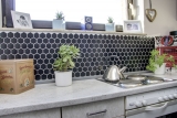 Azulejos de mosaico de cerámica hexágono negro mate azulejo backsplash cocina splashback MOS11B-0311_f | 10 esteras de mosaico