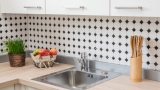 Mosaico de azulejos de cerámica octágono blanco mate negro brillante azulejo backsplash MOS13-OctaG468_f | 10 esteras de mosaico