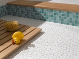 Pebble mosaico Pebbles cerámica blanca brillante plato de ducha azulejo backsplash MOS12-0102_f | 10 esteras de mosaico