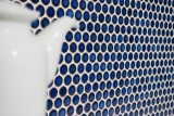 Botón de mosaico LOOP redondo mosaico azul oscuro cobalto pared cocina ducha BAÑO MOS10-0405_f | 10 esteras de mosaico
