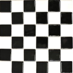 Cocina mosaico de azulejos damero blanco negro brillante MOS16-CD200_f