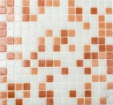 Mosaico de vidrio azulejo de la pared azulejo de baño azulejo ducha salpicaduras azulejo backsplash blanco marrón oscuro MOS52-1002_f | 10 esteras de mosaico