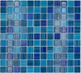 Mosaico mosaico de vidrio azul translúcido Azul cristal MOS64-0409_f | 10 esteras de mosaico