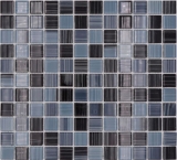 Mosaico de azulejos Translúcido azabache negro blanco Mosaico de vidrio Cristal azabache negro blanco MOS64-0302_f | 10 esteras de mosaico