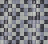 Azulejo de mosaico Gris translúcido Mosaico de vidrio Gris cristal BAÑO WC Cocina PARED MOS72-0204_f | 10 esteras de mosaico