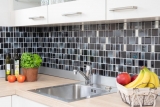 Mosaico de azulejos negro translúcido combinación iridiscente de color negro MOS68-035B_f | 10 esteras de mosaico