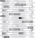 Mosaico de azulejos translúcido de acero inoxidable blanco compuesto de mosaico de vidrio Cristal de acero blanco vidrio MOS86-0104_f | 10 esteras de mosaico