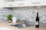 Mosaico de azulejos translúcidos de acero inoxidable blanco varillas de vidrio de mosaico de cristal de acero blanco de vidrio MOS87-0102_f | 10 esteras de mosaico