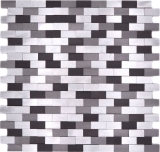 Mosaico panel trasero Aluminio Ladrillo 3D alu plata negro MOS49-0208_f