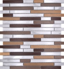 Mosaico splashback aluminio beige marrón compuesto aluminio cobre azulejo backsplash cocina MOS49-A991_f