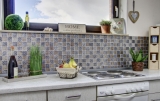 Mosaico splashback translúcido champán negro vidrio mosaico cristal resina mirada MOS78B-0702_f