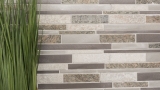 Mosaico azulejo cuarcita piedra natural aluminio plata gris claro beige compuesto azulejo backsplash MOS49-XSA535_f