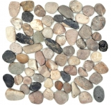 Mosaico azulejo río guijarro piedra guijarro negro guijarro arqueado beige gris negro MOS30-1204_f