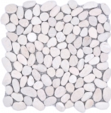 Mosaico azulejo río guijarro piedra guijarro guijarro arqueado blanco crema MOS30-0102_f
