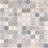 Mosaico de cuarcita piedra natural cuarcita beige cocina splashback gris MOS36-0206_f