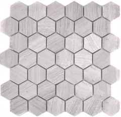 Mosaico de mármol de piedra natural hexágono de mármol gris rayas MOS44-1205_f