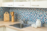 Mosaico de azulejos Translúcido azul-gris Mosaico de vidrio Cristal Resina azul-gris MOS82-0402_f
