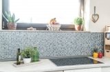 Mosaico azulejo Translúcido azul negro Mosaico de vidrio Cristal Resina Óptica azul negro plata MOS83-CB07_f